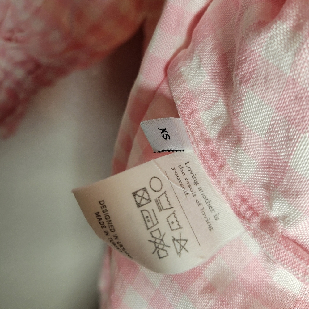 Sleeper Linenblend Atlanta Pink Gingham midi dress smocked midi dress, xsmall - Picture 10 of 12